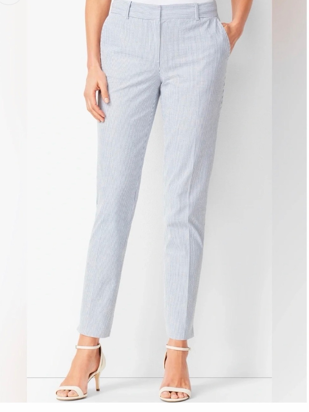 Talbots Light Blue Pinstripe Cropped Pants size 10